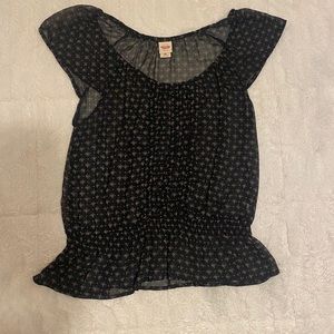 Black Sheer Floral Top